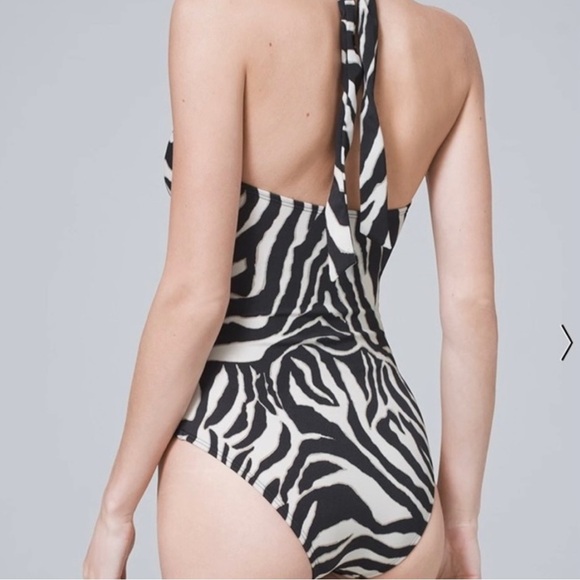 White House Black Market Zebra Print One Piece Swimsuit Sz Medium - Picture 2 of 9